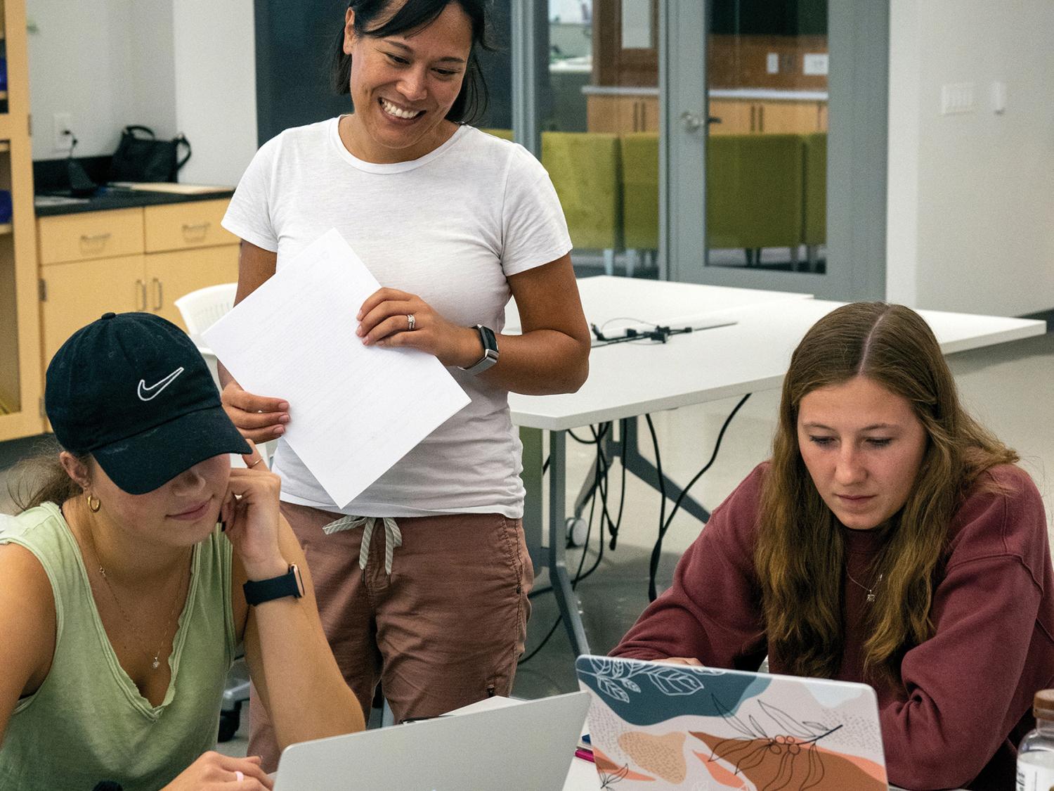 Kaela Fuentes-Packnick teaches a First-Year Seminar class in the Penn State College of Education.