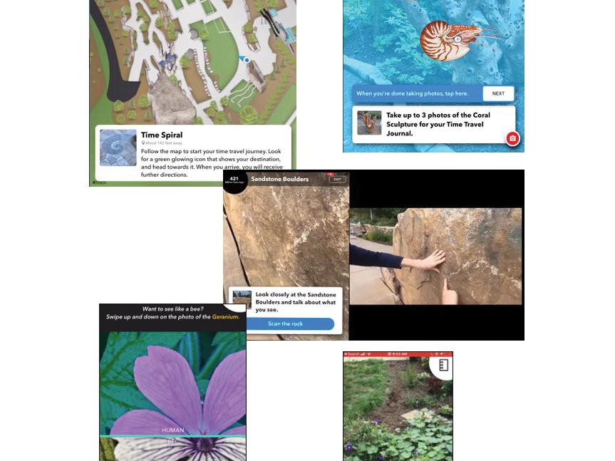Collage of screenshots from augmented reality apps