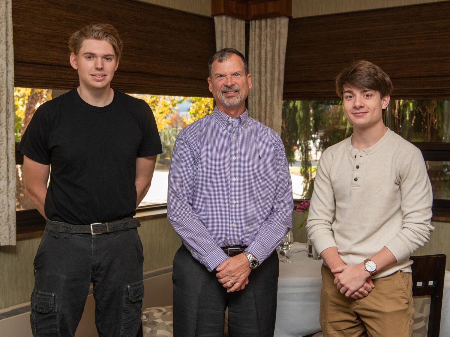 Alum donor with two Penn College students