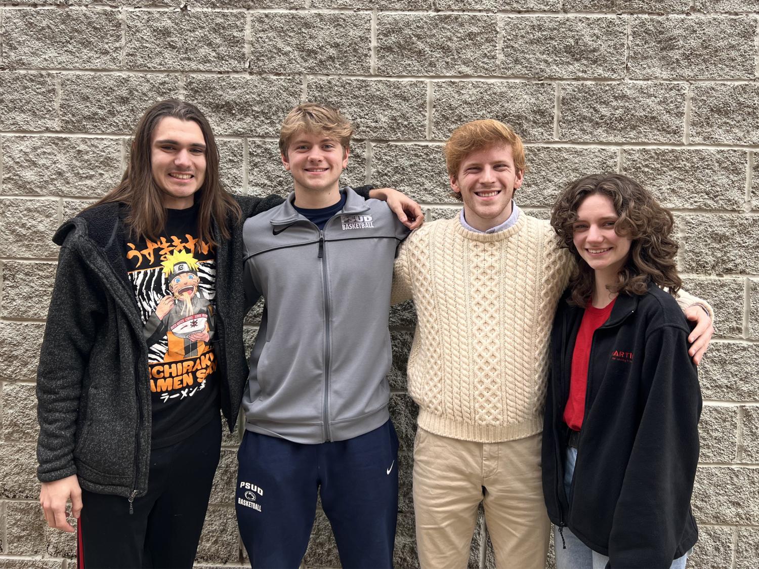 Penn State DuBois students Gaven Wolfgang, Jalen Kosko, Eamon Jamieson and Alicia Bryan, who will represent the campus at THON 2023