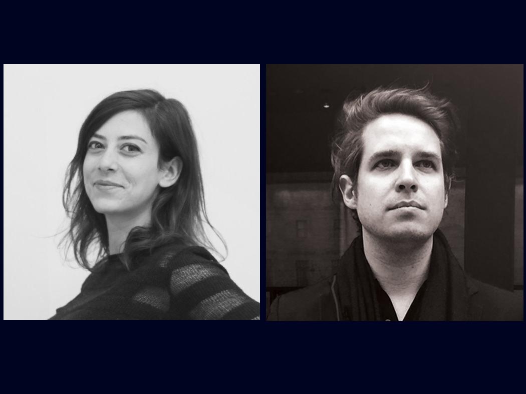 Black and white head shots of Mollie Claypool at left and Gilles Retsin. 