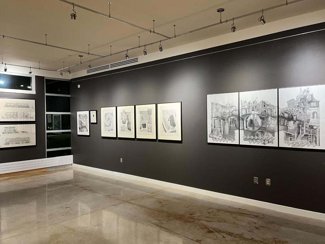 Architectural drawings are shown on the walls of Rouse Gallery.