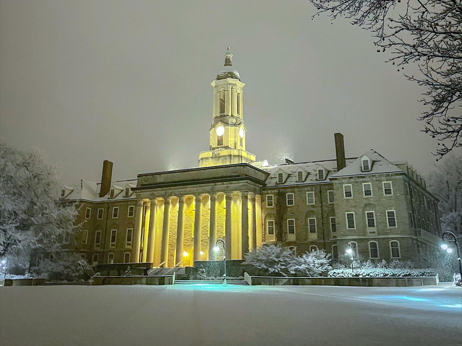 Old Main in snow