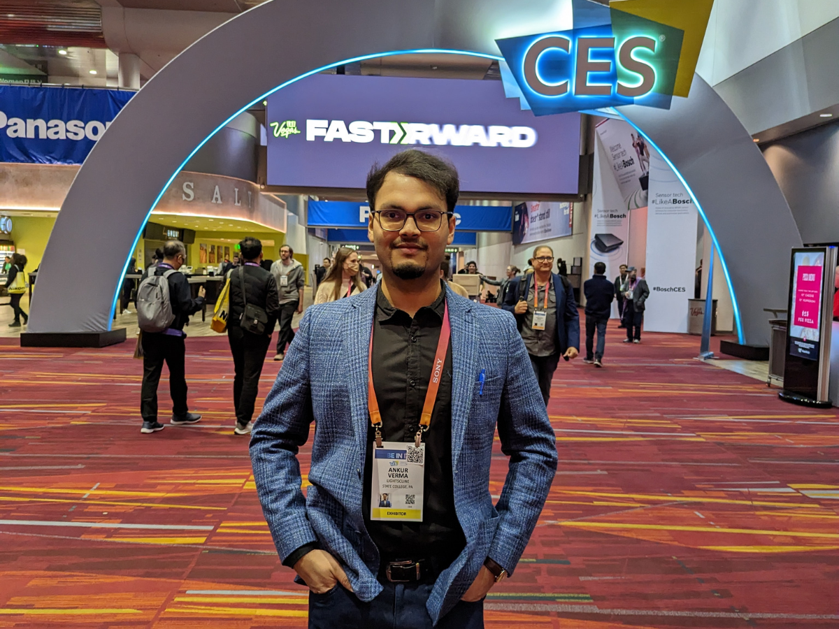 enn State industrial engineering Ph.D. candidate and Diefenderfer Graduate Fellow in Entrepreneurship Ankur Verma stands at a conference. 