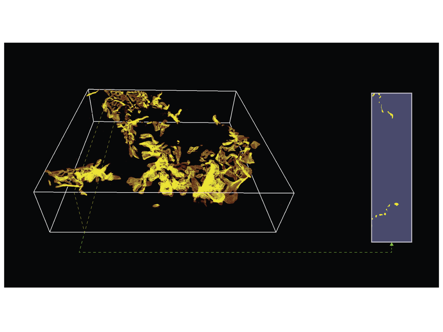 A representation showing gold flakes on a black background