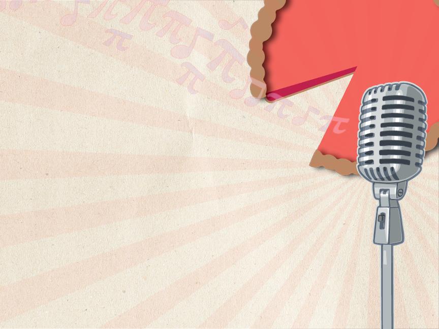 illustration of microphone and pie with digits of pi in background