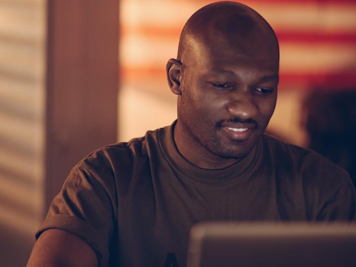 Veteran taking classes online