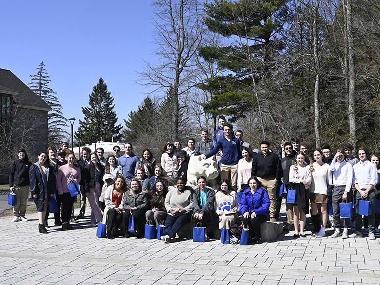 Large group of students standing outside