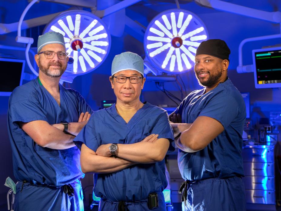 A portrait of Dr. Raymond Lynch, Dr. Johnny Hong and Dr. Thomas Butler