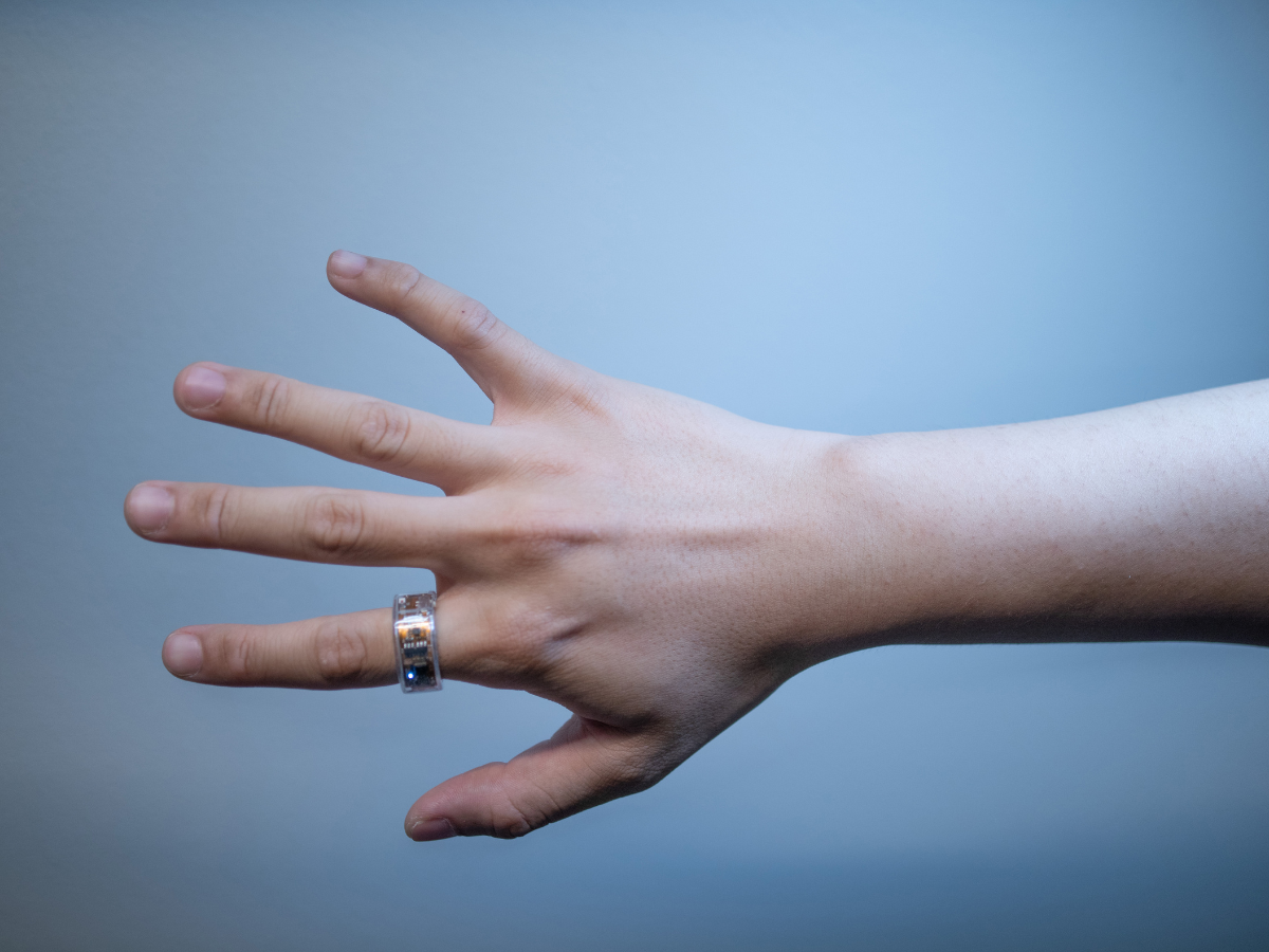 An individual's hand wearing the OmniRing