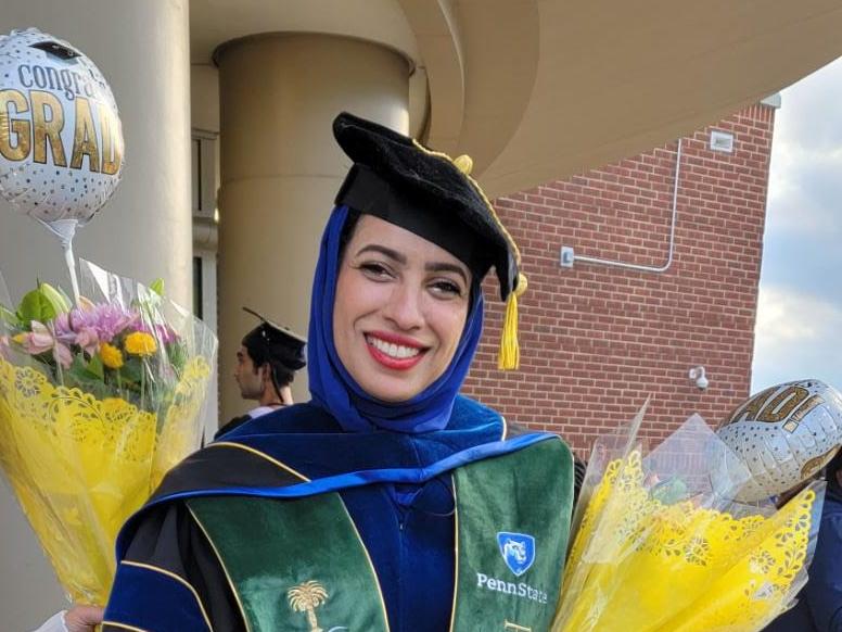 Sali Almohammed graduates during the spring 2023 commencement.