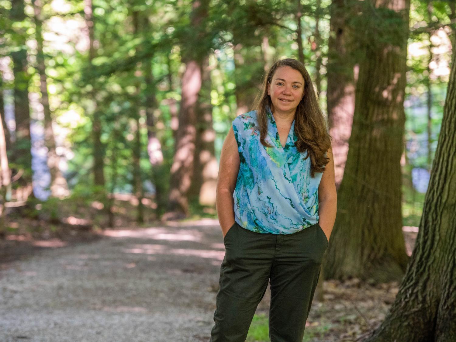 Sam Mason, director of sustainability at Penn State Behrend, poses in Wintergreen Gorge.