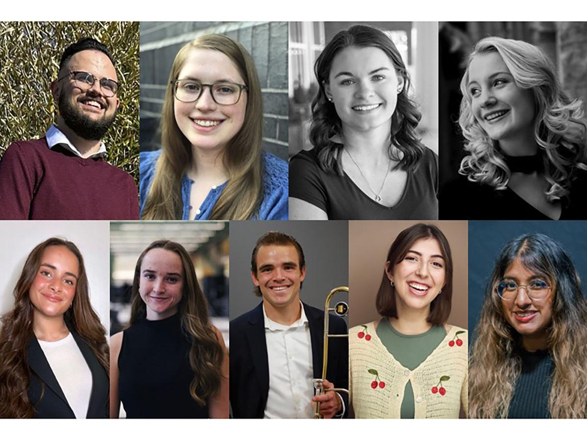 Headshot images of the College of Arts and Architecture's nine student marshals