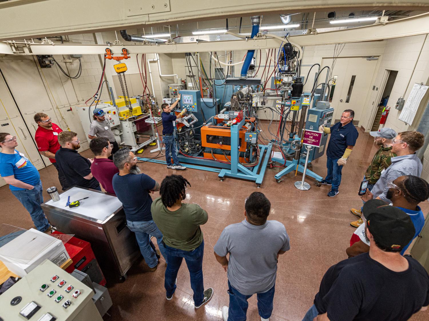 Participants in the Plastics Innovation & Resource Center's recent Extrusion Seminar & Hands-On Workshop at Pennsylvania College of Technology gather for instruction