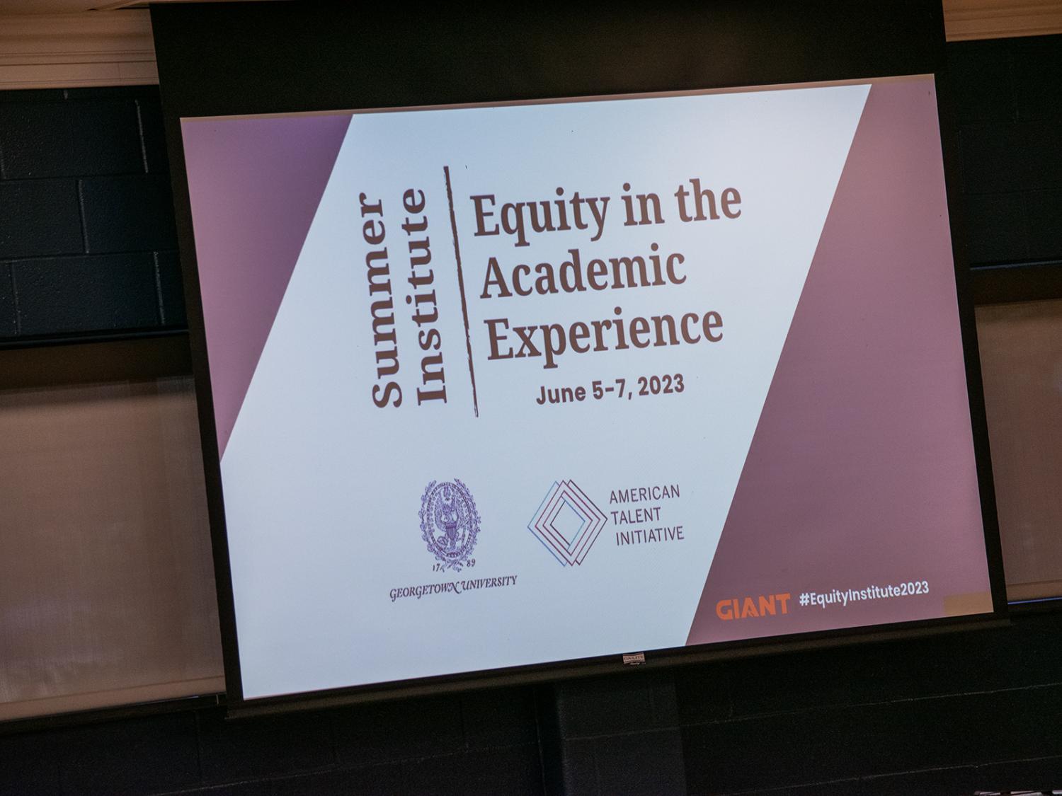 Powerpoint Screen that reads "Summer Institute Equity in the Academic Experience"
