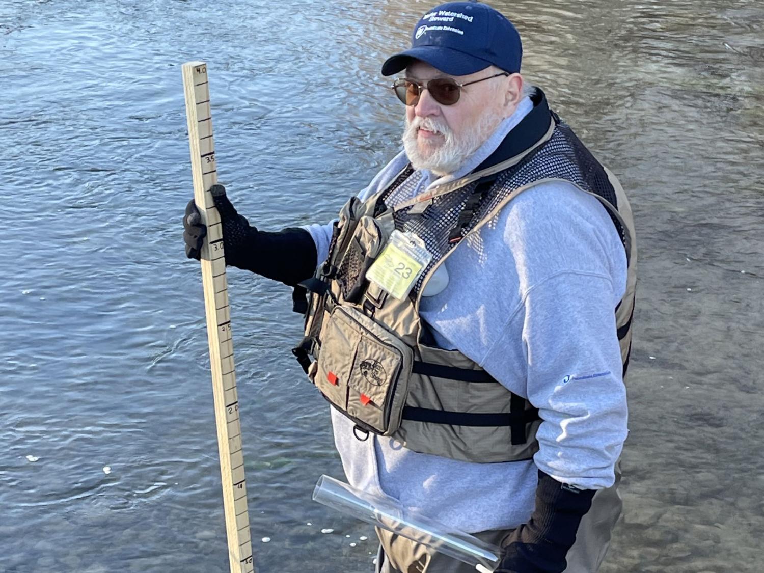 Master Watershed Steward volunteer Don Horn stage testing