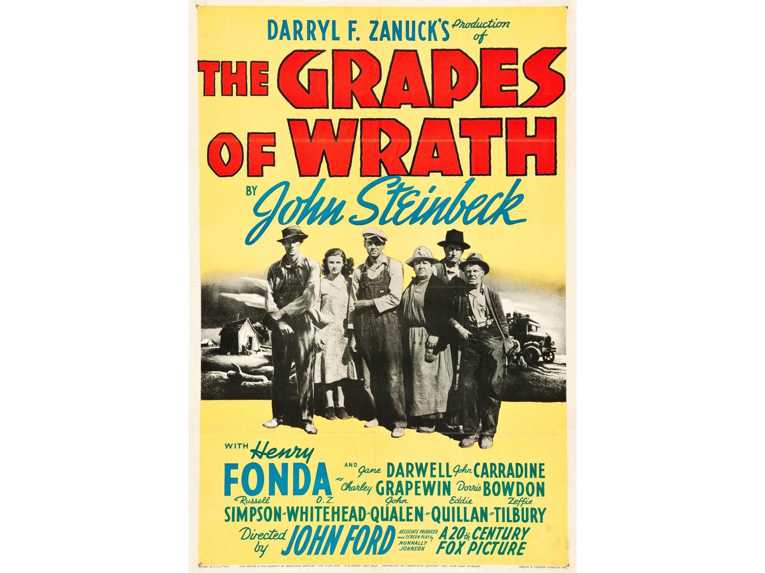 Movie poster for the 1940 film The Grapes of Wrath