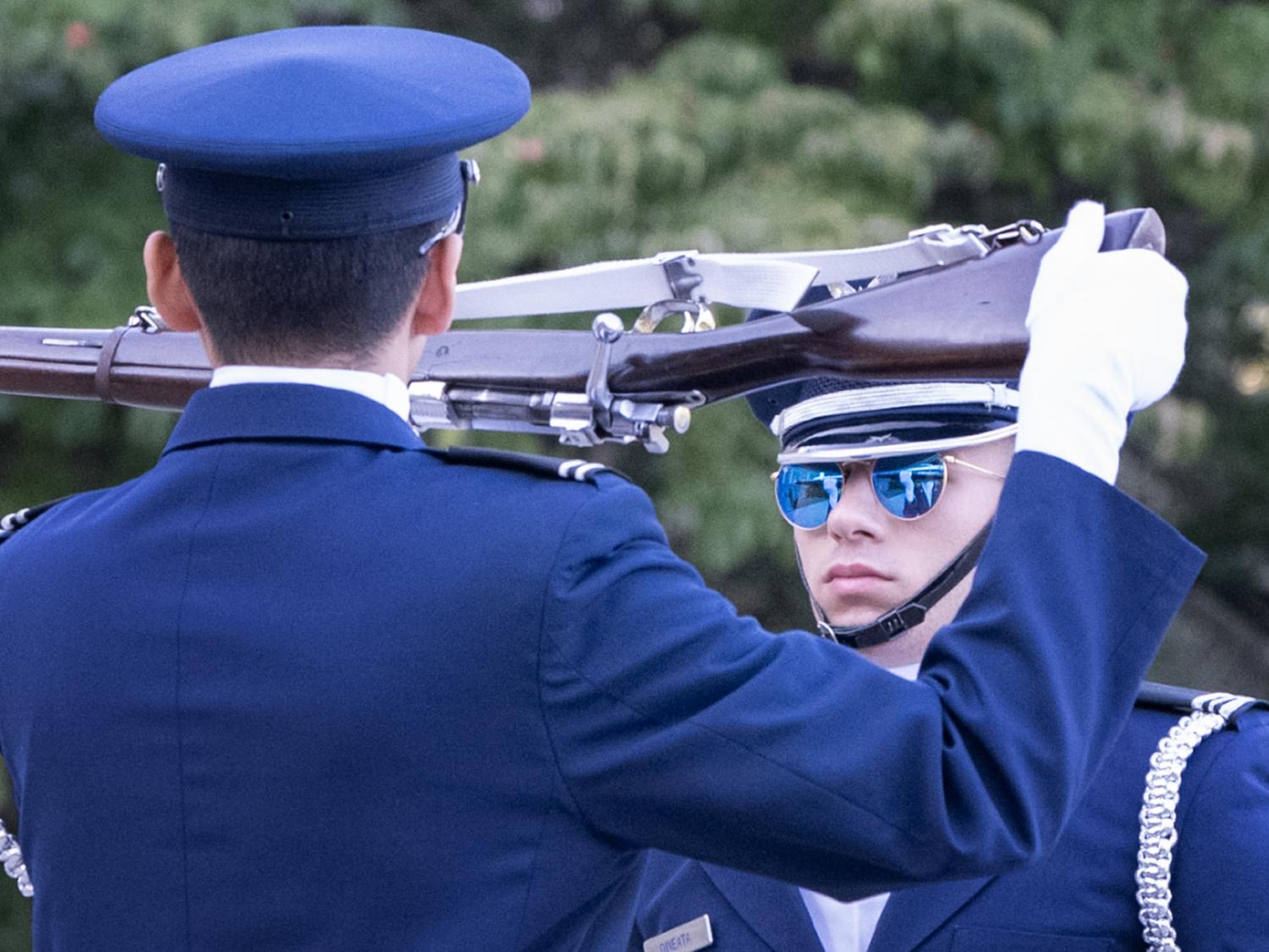 Air Force honor guard weapon inspection