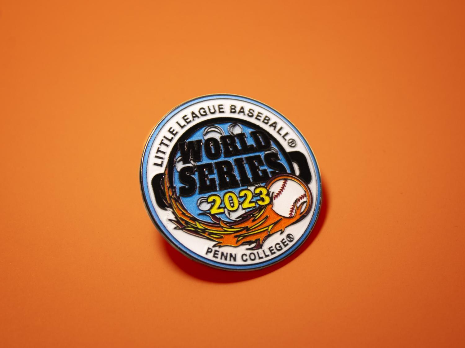 A round enamel trading pin