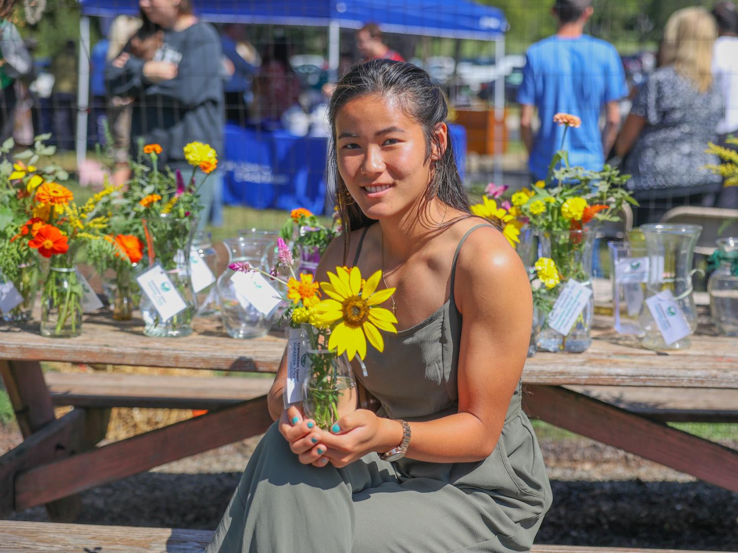 Rose holding flowers