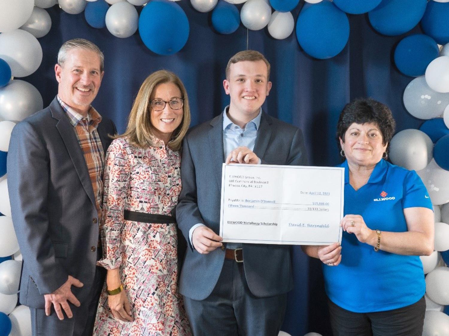 Penn State undergraduate student Benjamin O’Donnell receives the 2023 Ellwood Metallurgy Scholarship