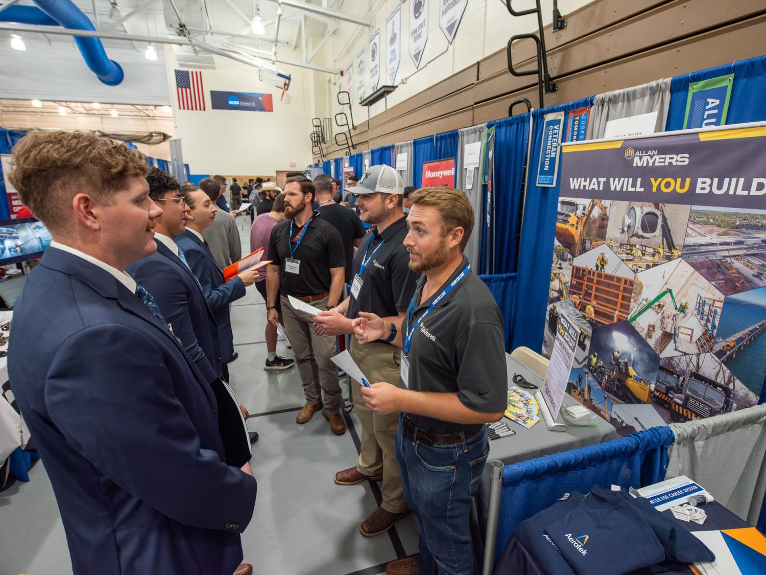 Students and recruiters talk at the Penn College Career Fair