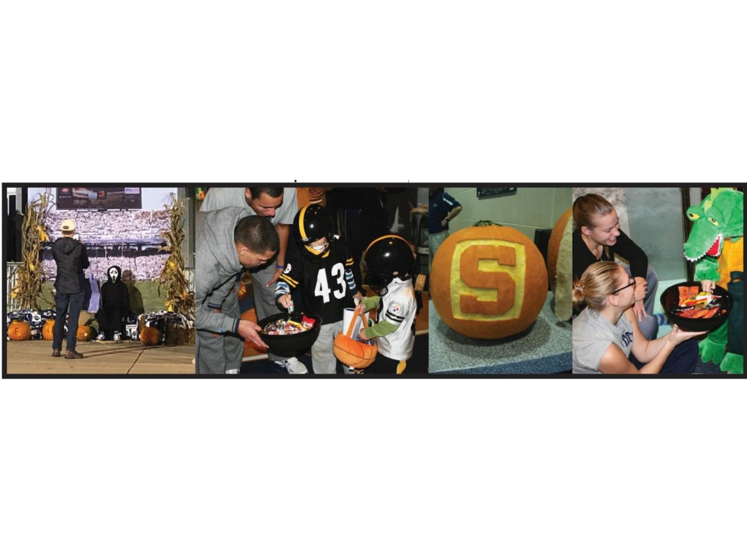 Four photos from past Trick or Treat nights at the All-Sports museum