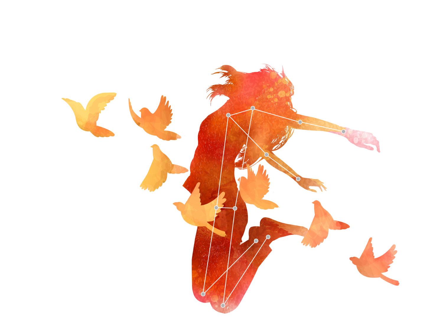 artistic representation of person jumping for joy
