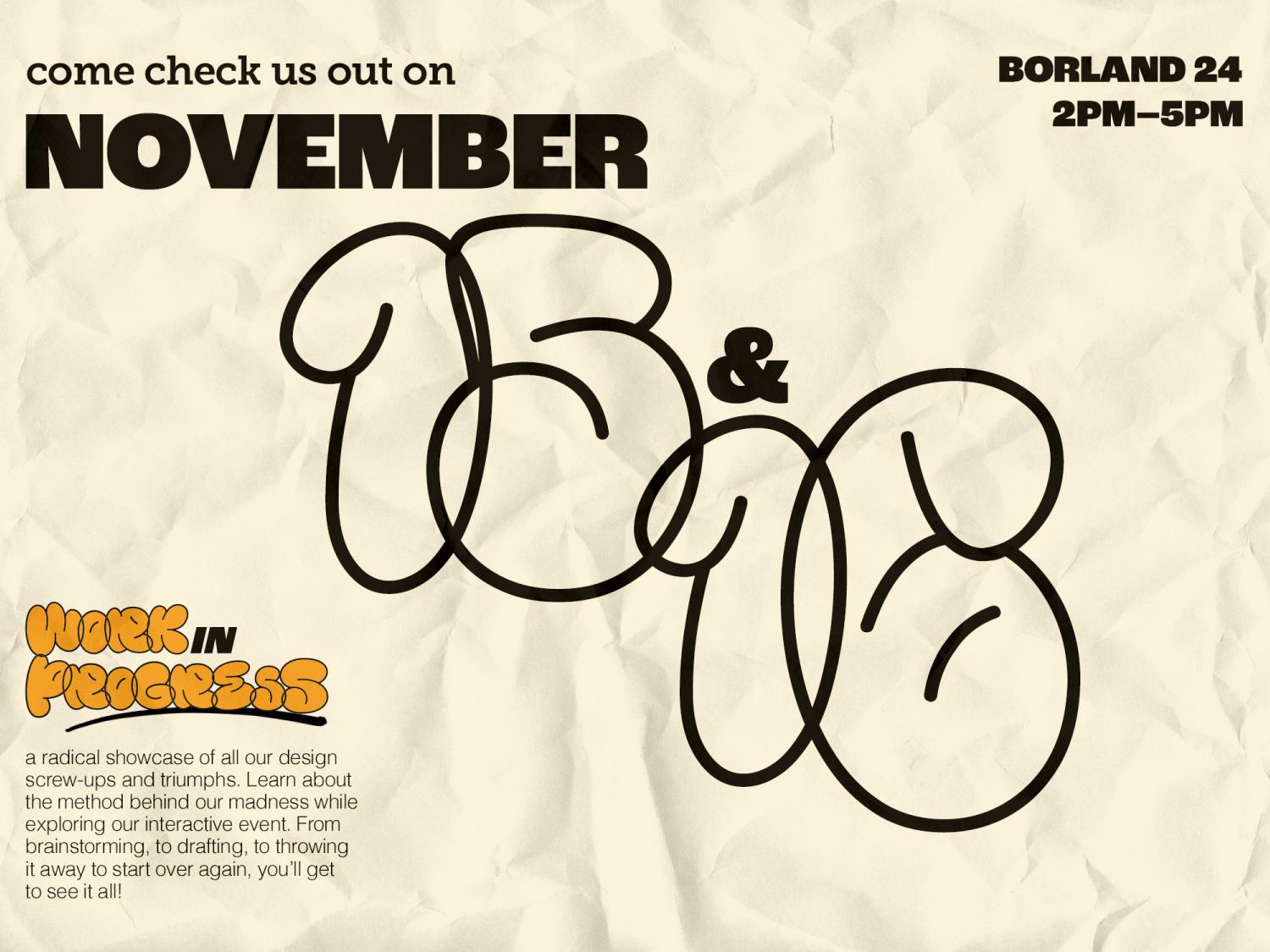 A promotional poster for the Work in Progress exhibit.