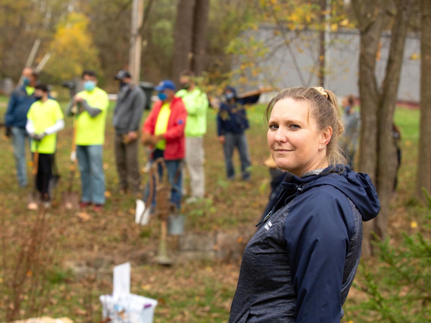 Jennifer Fetter oversees the installation of a riparian buffer