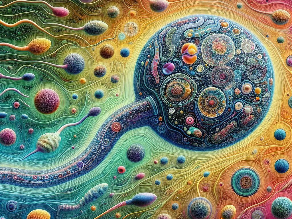 Abstract image of reproductive and microbial cells