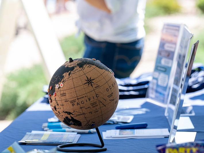 A globe on a table