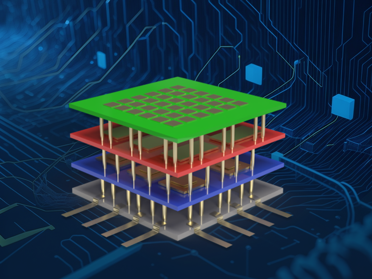 Stylized image of 2D materials stacked on top of each other