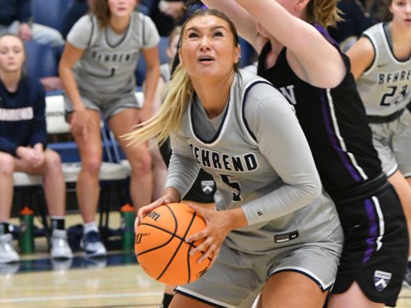 Penn State Behrend basketball player Rachel Majewski prepares to take a shot.