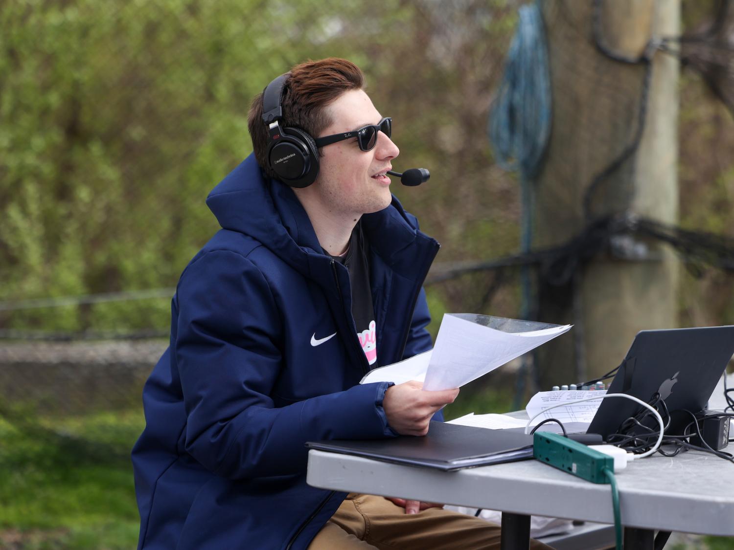 hunter strafaci on air for Brandywine's baseball team