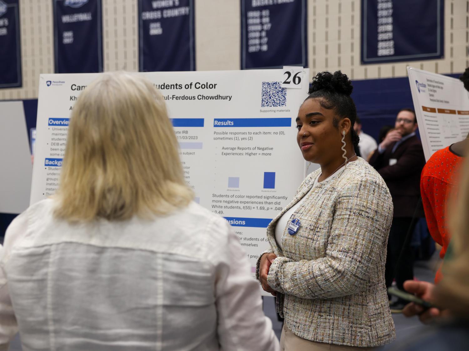 student presenting work
