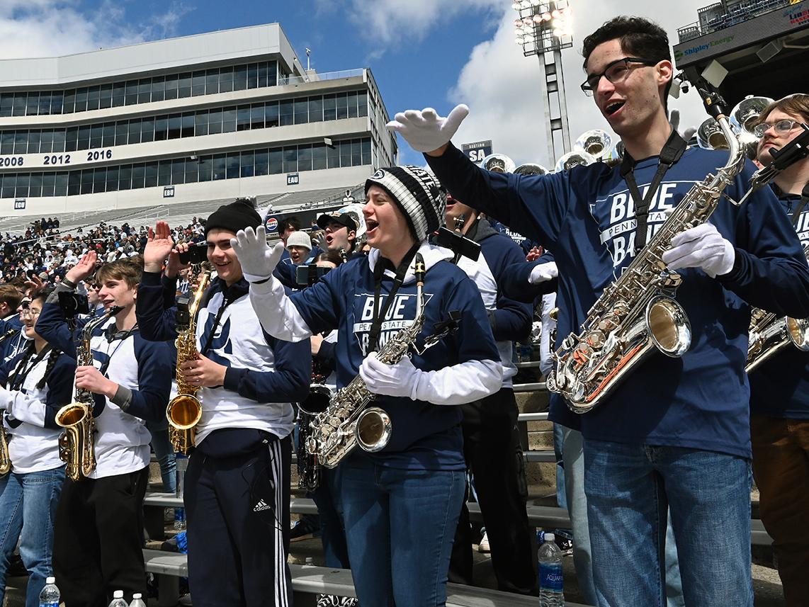 Penn State Blue Band members cheer