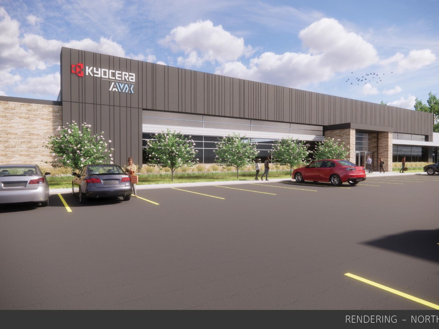 An artist rendering of the KYOCERA AVX facility that will be built in Penn State Behrend's Knowledge Park.