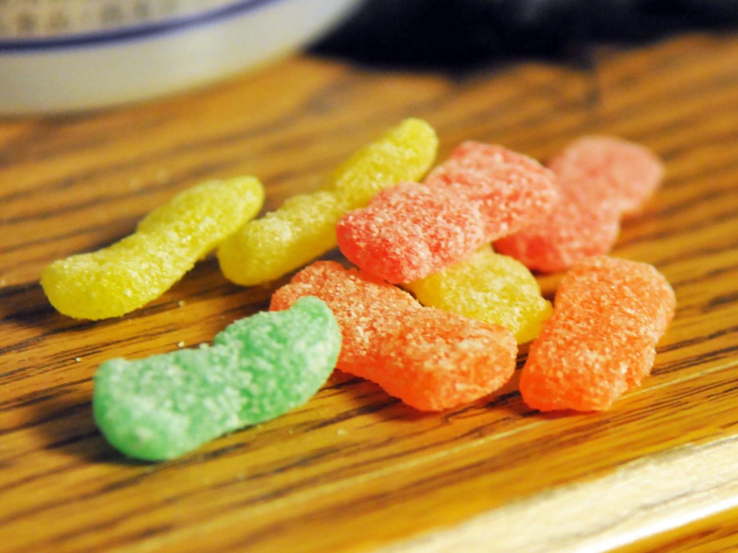 Sour Patch candies on a table