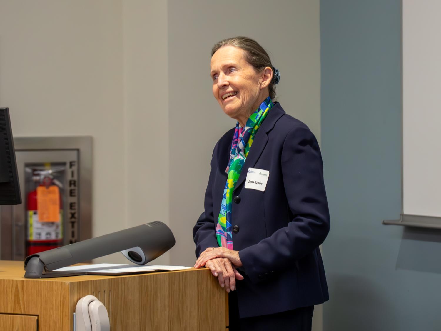 Susan Grove speaking at Grove Center Naming Ceremony