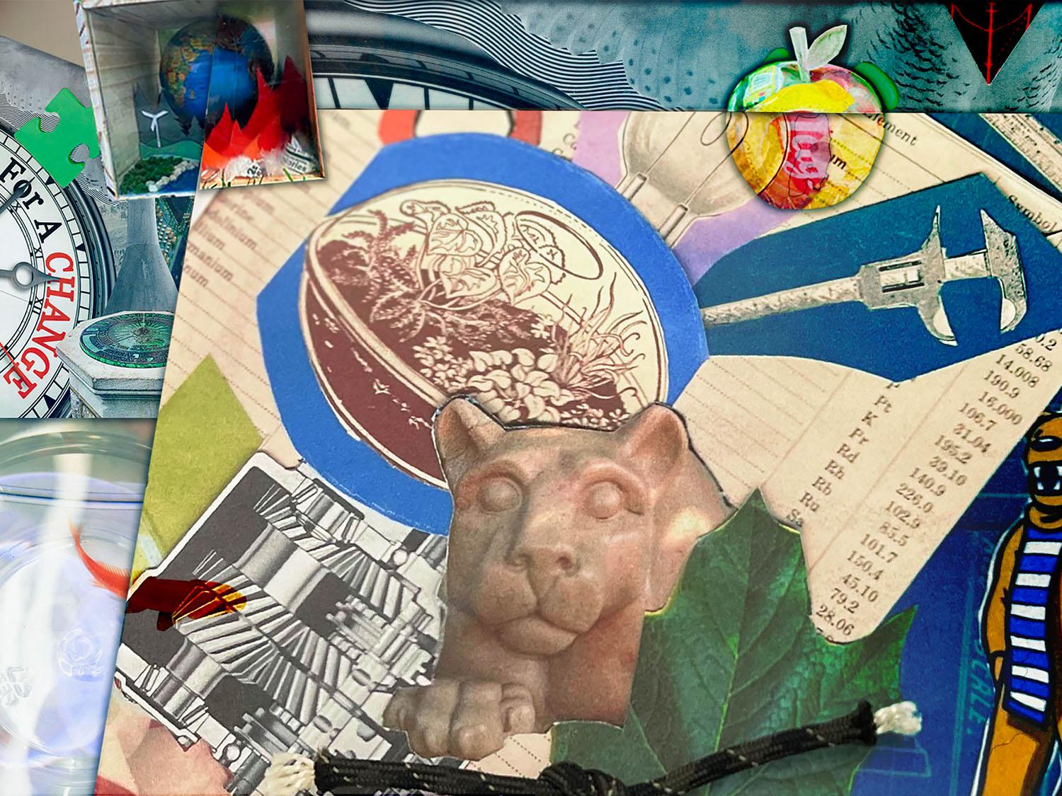 collage of art made by students in engineering art class