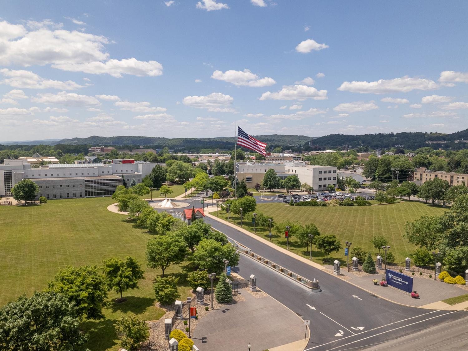 An aerial view of Penn College campus