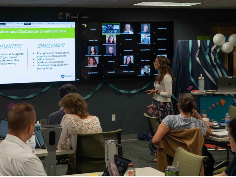 TLT staff and Dreamery attendees explore AI tools. 