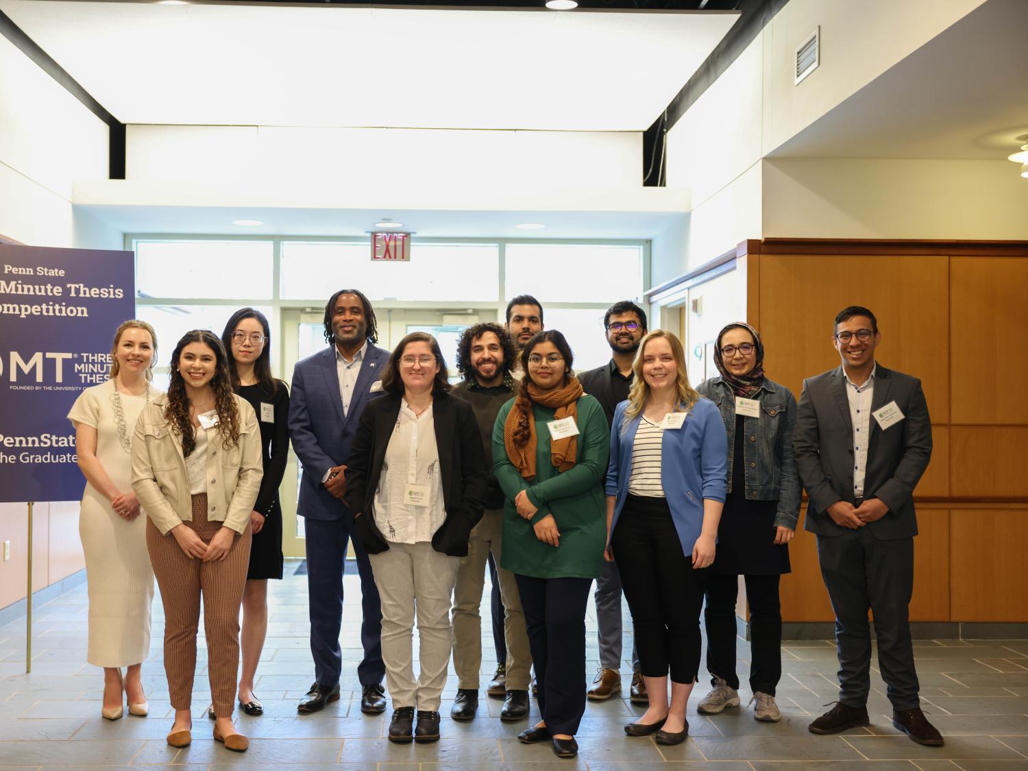 3MT finalists and Dean Esters