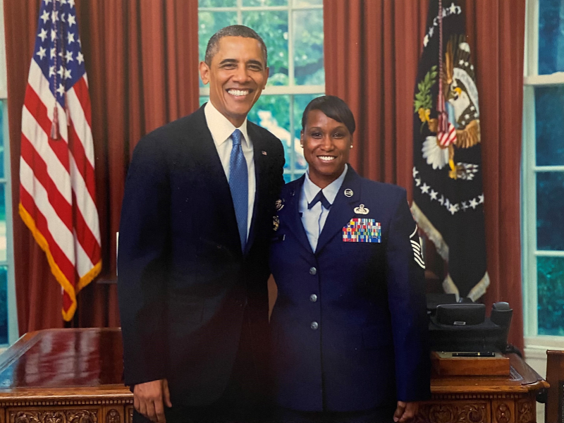 President Barack Obama and Erica P. Cooper in the Oval Office