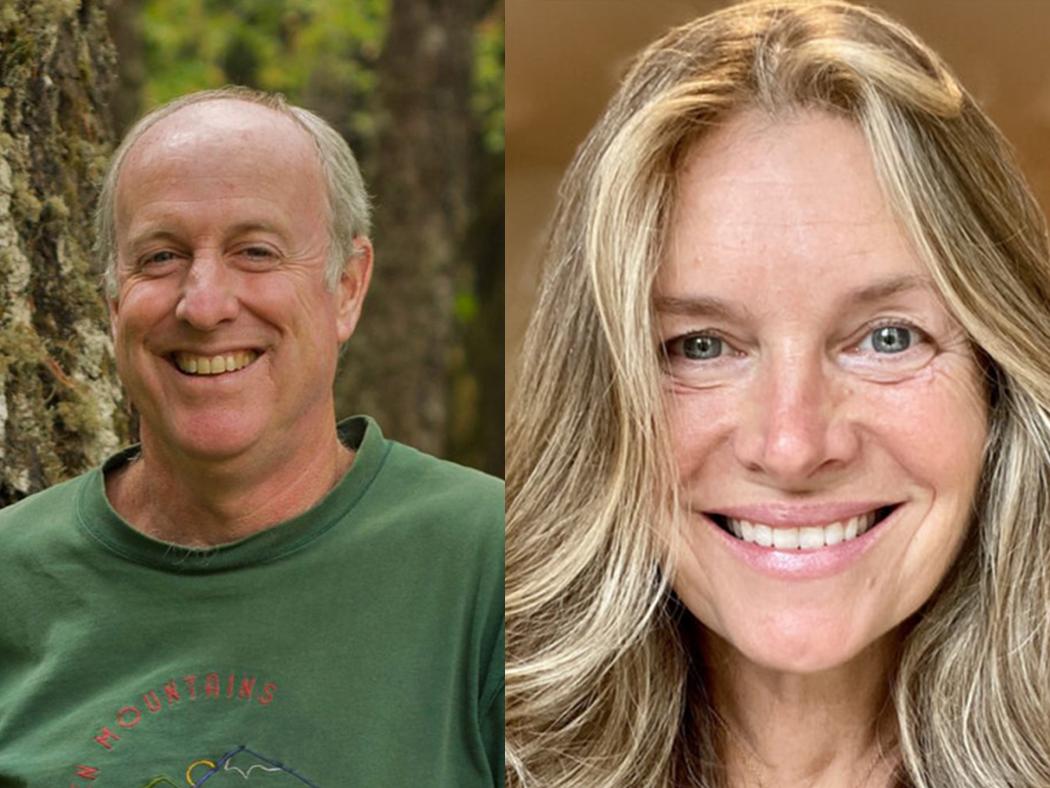 A split screen image of Doug Tallamy on the left and Nina-Marie Lister on the right. 