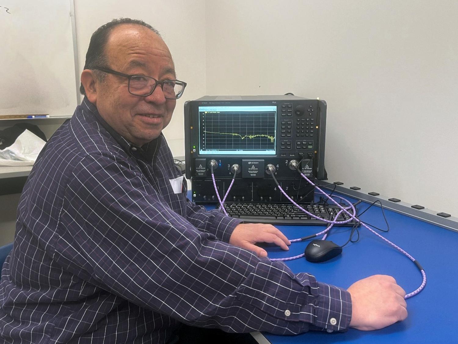 Aldo Morales with new Center for Signal Integrity equipment 