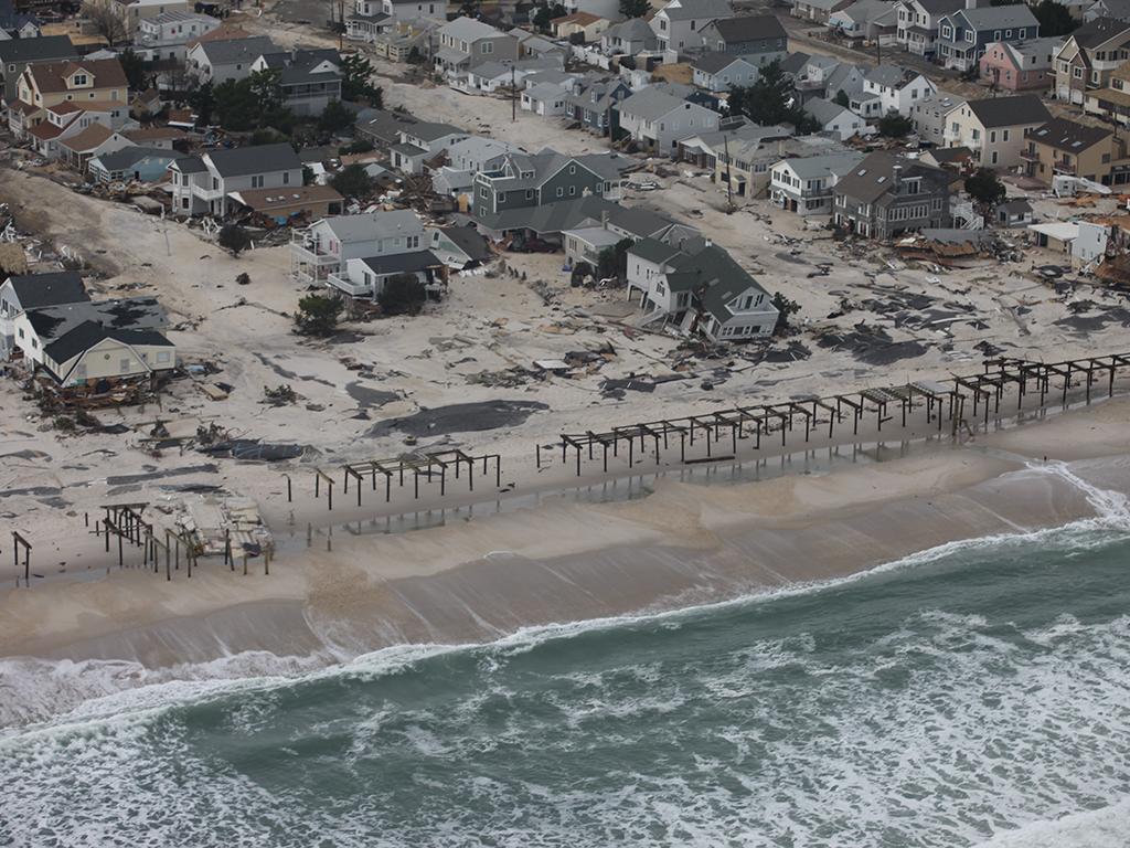 Aftermath of extensive flooding along the New Jersey shore following Hurricane Sandy.