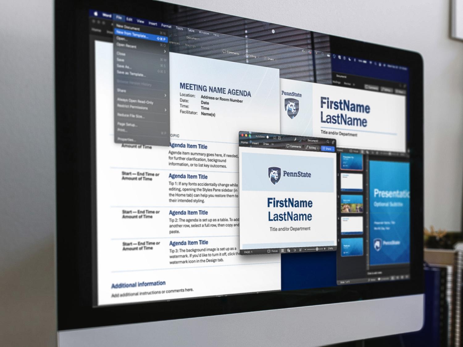 A computer screen showing templates for documents