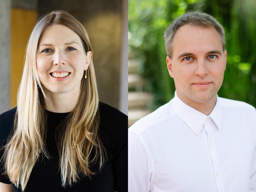 A split image of Katie McDonald at left and Kyle Schumann at right. 